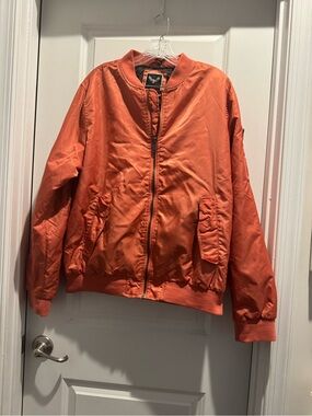 Adult Brave Soul Rust Orange Zip-Front Bomber Jacket size xl